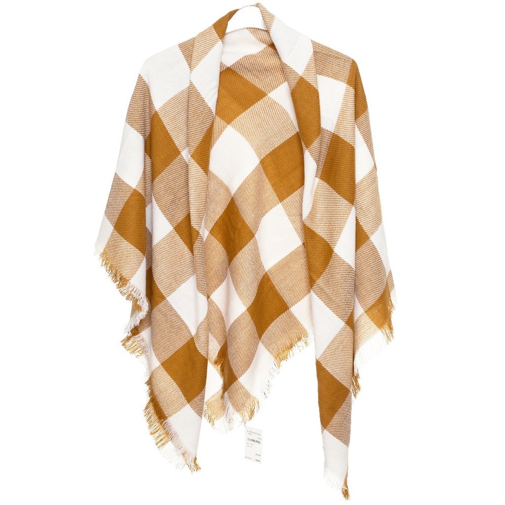 NWT Madewell Antique Gold Buffalo Check Blanket Scarf or Shawl Size OS
